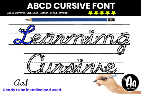 Cursive Learning Made Easy with Dotted Arrow Fonts