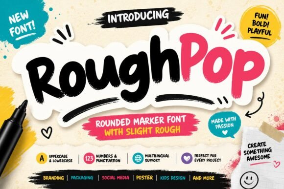 Rough Pop Marker: A Bold Handwritten Display Font